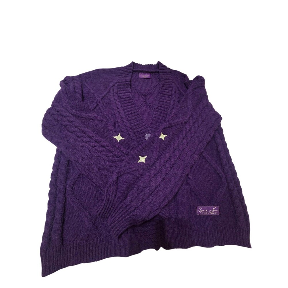 Taylor Swift Speak Now Taylor's Version Purple Cable Knit Cardigan Stars XL/2XL - Picture 10 of 10
